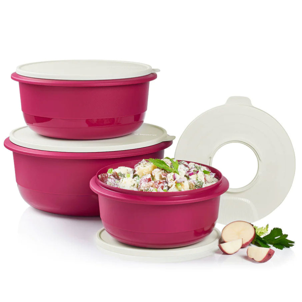 Tupperware Ultimate Mixing Bowl Set (sæt med 3) Stænkbeskyttelse2 Tupperware Ultimate Mixing Bowl Set (sæt med 3) Stænkbeskyttelse